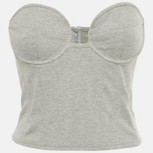 مملوكة مسبقًا Magda Butrym Grey Cotton Blend Strapless Bustier Top S 