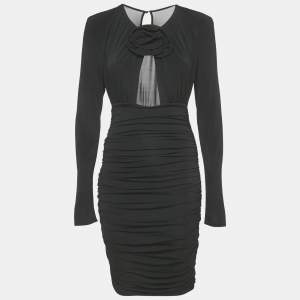 Pre Owned Magda Butrym Black Cut-Out Jersey Ruche Mini Dress S