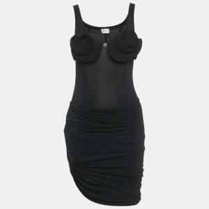 مملوكة مسبقًا فستان ماجدا بوترم قصير مخمل مطاطي أسود بقصة خارجية مقاس صغير - سمول