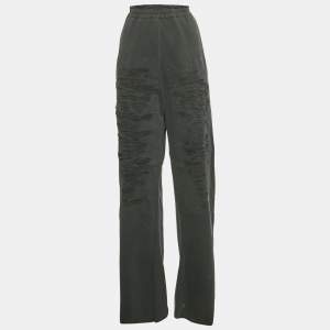 Pre Owned Maison Martin Margiela Grey Cotton Distressed Raw Hem Track Pants XS