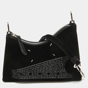 Maison Margiela Black Velvet Micro Embellished Snatched Hobo