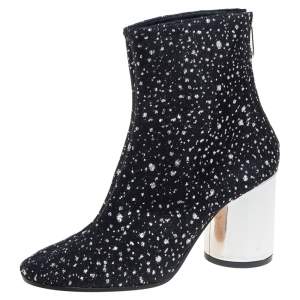 Maison Martin Margiela Black Mesh And Glitter Ankle Boots Size 37
