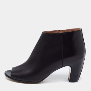 Pre Owned Maison Martin Margiela Black Leather Peep Toe Ankle Boots Size 39