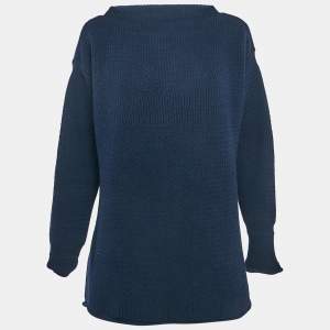 Maison Martin Margiela Navy Blue Patterned Wool Knit Sweater S