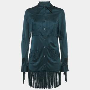Maison Martin Margiela Green Jersey Silk Fringed Shirt M