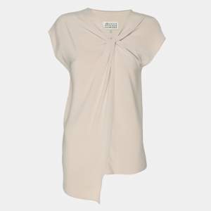 Maison Martin Margiela Beige Crepe Silk Knot Detail Top M