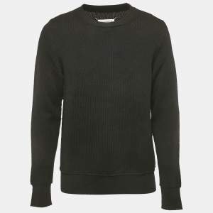 Pre Owned Maison Martin Margiela Black Wool Knit Crew Neck Sweatshirt L