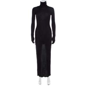  فستان سويتر MM6 ميزون مارجيلا بياقة طويلة منخفضة تريكو مضلع أسود M