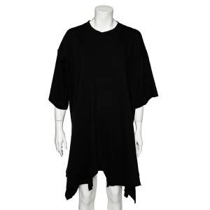 Pre Owned Maison Martin Margiela Black Cotton Knit Asymmetric Hem T-Shirt Dress S