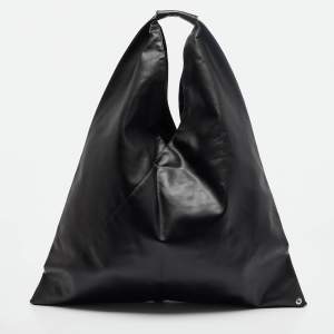 MM6 Maison Martin Margiela Black Leather Triangle Tote