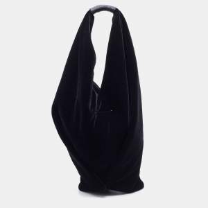 Maison Martin Margiela Black Velvet and Leather Hobo
