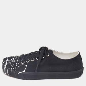 Maison Martin Margiela Black/White Splatter Canvas Tabi Low Top Sneakers Size 37