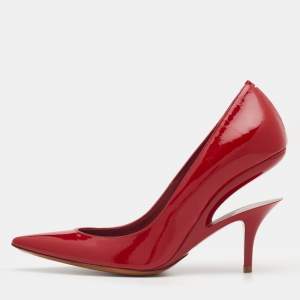 Maison Martin Margiela Red Patent Leather Pointed Toe Cut Out Heel Pumps Size 36
