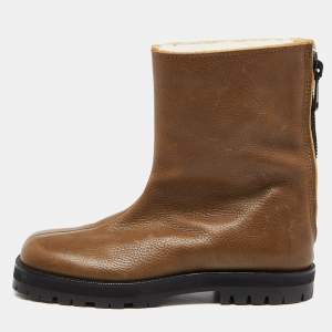 Maison Martin Margiela Brown Leather Midcalf Boots Size 39