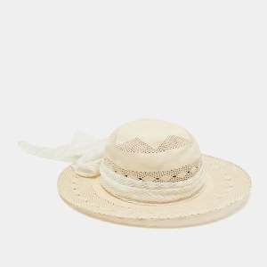 Maison Michel Paris Off White See Through Straw New Alice Hat M