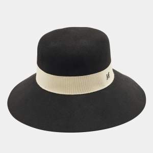 Pre Owned   Maison Michel x Karl Langerfield Black Felt Kendall Fedora Hat S