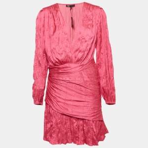 Maje Pink Crepe Draped Mini Dress L