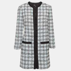 Maje Blue Tweed Button Front Rizuli Mini Dress M