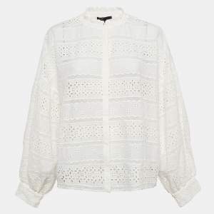 Maje White Broderie Anglaise Cotton Shirt L