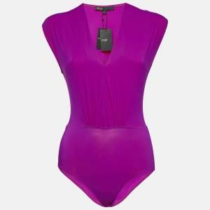 Maje Purple Jersey V-Neck Bodysuit S