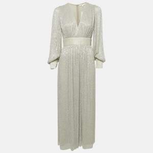 Maje Grey Lurex Plisse Long Dress M