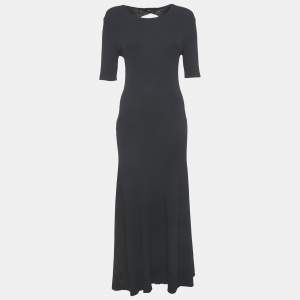 Maje Midnight Blue Rib Knit Cut-Out Detail Rolora Maxi Dress L