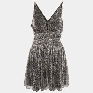 Pre Owned Maje Metallic Lamé Gathered Mini Dress S