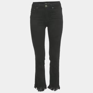 Pre Owned Maje Black Denim Raw Edge Jeans S Waist 26"