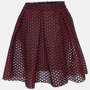 Maje Rouje Embroidered Mesh Juliette Flared Skirt S