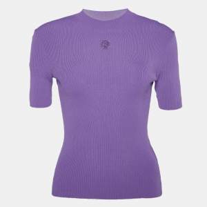 Maje Purple Knit Mock Neck Top S