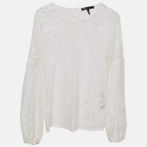 Maje White Lace Long Sleeves Blouse L