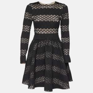 Maje Black Knit & Lace Relane Fit & Flare Dress S