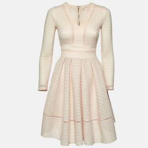 Maje Light Peach Lace Rossignol Pleated Mini Dress M