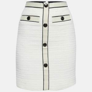 Maje Off- White Joppy Decorative-Button Tweed Mini Skirt XS