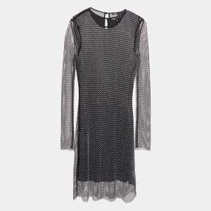 Maje Black Mesh Embellished Midi Dress M