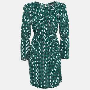 Maje Green Revalou Geometric Print Chiffon Short Dress M