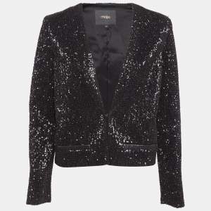 Maje Black Sequin Cropped Jacket S