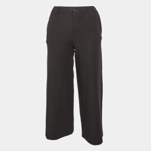 Maje Black Cotton Polaris Wide Leg Crop Trousers XS