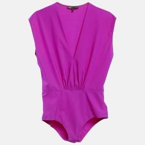 Maje Pink Jersey Plunging Neck Tilio Bodysuit L