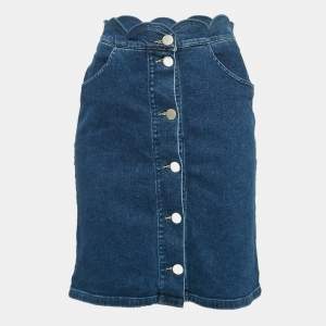 Maje Blue Denim Scallop Short Skirt L
