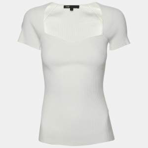 Maje White Rib Knit Top S