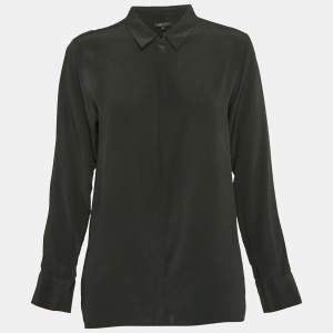 Maje Black Crepe Button Front Shirt M