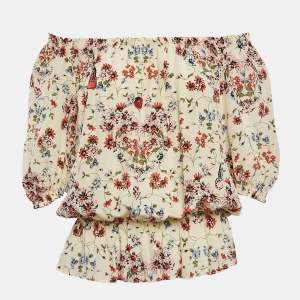 Maje Cream Printed Silk Top M