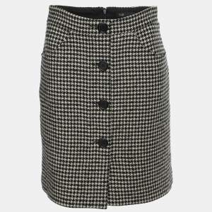 Maje White/Black Wool Blend Button Detail Mini Skirt M