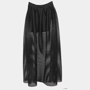 Maje Black Striped Mesh Jongle Maxi Skirt M/Waist 29"