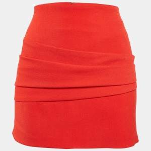 Maje Red Crepe Pleated Mini Skirt S