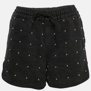 Maje Black Studded Denim Shorts M Waist 27"