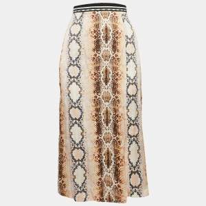 Maje Multicolor Snake Print Crepe Midi Skirt M