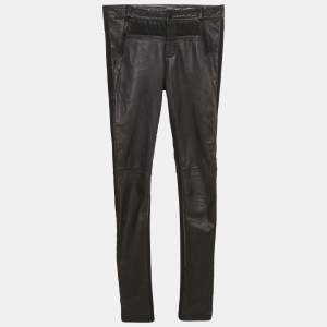 Maje Black Leather and Knit Trousers S