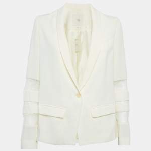 Maje Cream Crepe Lace Trimmed Blazer S